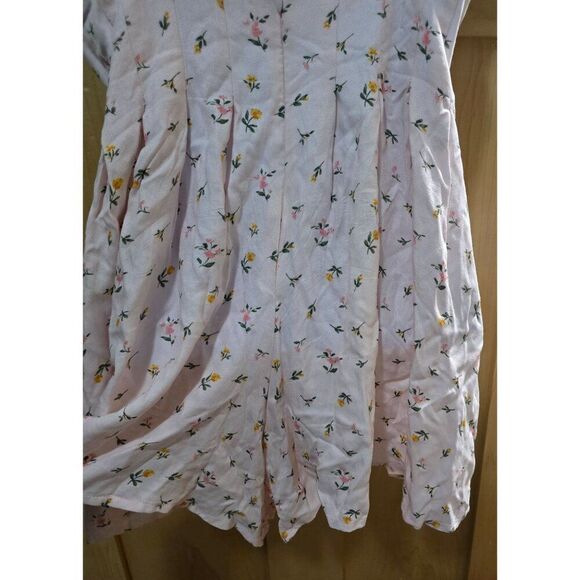 Floral Pink Sleeveless Mini Dress With Spaghetti Straps & Pleated Skirt - Womens - Picture 6 of 10